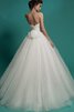 Abito da Sposa A-Line Cuore Lungo in Organza con Increspato A Terra - 3