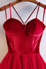 Vestido de Dama de Honor en Terciopelo de Escote Corazón de Cordón de Encantador - 4