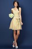 Robe demoiselle d'honneur naturel plissage bref fermeutre eclair manche nulle - 6
