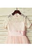 Robe de cortège enfant naturel avec manche courte en tulle avec fleurs jusqu'au sol - 4