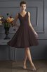 Abito da Damigella con Festone A-Line Principessa in Chiffon Corto - 8