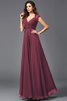 Robe demoiselle d'honneur longue de col en v avec chiffon ligne a de princesse - 15