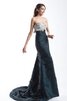 Vestido de Noche de Corte Sirena de Encaje Adorno de Escote sin tirantes - 5
