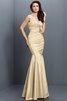 Vestido de Dama de Honor en Tafetán de Flores de Escote en V de Largo - 6