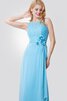 Reißverschluss Perlenbesetztes Chiffon a linie bodenlanges romantisches Brautjungfernkleid - 4
