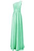 Abito da Damigella con Piega A Terra Cerniera monospalla Naturale in Chiffon - 1