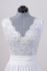 Ärmelloses A-Line V-Ausschnitt schlichtes Brautkleid aus Chiffon mit Bordüre - 2