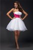 A-Linie Organza Perlenbesetztes Cocktailkleid Ohne Träger mit Reißverschluss - 1