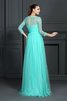 Dreiviertel Länge Ärmeln Prinzessin A Linie Reißverschluss Bateau Abendkleid - 2