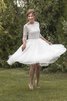 Robe de mariée informel longueur mollet appliques v col profonde a-ligne - 4