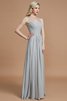 Prinzessin Normale Taille Bodenlanges Brautjungfernkleid aus Chiffon mit V-Ausschnitt - 6