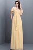 Halbe Ärmeln Herz-Ausschnitt Plissiertes Bodenlanges Brautjungfernkleid aus Chiffon - 6