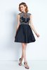 Prinzessin Rückenfreies Ärmelloses Satin Cocktailkleid mit Perlen - 1