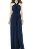 A linie Chiffon gerüschtes bodenlanges Brautjungfernkleid - 1
