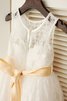 Normale Taille Prinzessin Ärmellos Bodenlanges Blumenmädchenkleid mit Schleife - 3