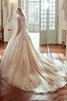 Abito da Sposa con Piega con Fiore Ball Gown V-Scollo Coda A Strascico Cattedrale A-Line - 2