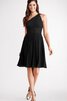 Ein Schulter trägerloser Ausschnitt Chiffon A-Line mini Brautjungfernkleid - 19