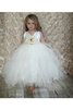 Robe de cortège enfant avec perle de mode de bal avec gradins en tulle ceinture - 3
