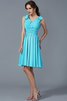 Prinzessin Plissiertes Knielanges Brautjungfernkleid mit Spaghettiträger ohne Ärmeln - 3