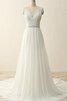 Strand V-Ausschnitt plissiertes A-Line Brautkleid mit Bordüre aus Chiffon - 1