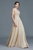 Robe mère de mariée naturel jusqu'au sol manche nulle avec chiffon a-ligne - 5