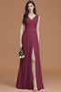 Robe demoiselle d'honneur naturel ruché avec chiffon ligne a manche nulle - 11