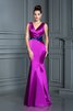 Robe demoiselle d'honneur longue de mode de bal de sirène avec zip v encolure - 1