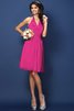 Natürliche Taile Chiffon Nackenband A-Line Kurzes Brautjungfernkleid - 11