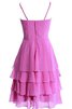 Ärmelloses A-Linie Chiffon mini Brautjungfernkleid mit Blume - 3