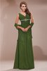 Robe mère de mariée longue de fourreau de col en v fermeutre eclair avec chiffon - 1