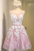 A Linie Schaufel-Ausschnitt romantisches luxus Abiballkleid mit Rücken Schnürung mit Gürtel - 1