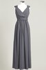V-Ausschnitt Chiffon prächtiges Brautjungfernkleid mit gekappten Ärmeln - 11