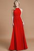 Robe demoiselle d'honneur naturel a-ligne manche nulle en chiffon de princesse - 28