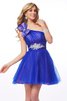 One Schulter Prinzessin Kurzes Abiballkleid mit Rücken Schnürung ohne Ärmeln - 1