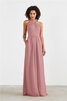 Abito da damigella alla moda con cascata volant moderno a-line a terra in chiffon - 1