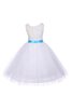 Abito da Cerimonia Bambini Naturale A Terra con Fiocco Tondo in Tulle A-Line - 3