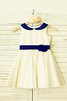 Reißverschluss Satin Prinzessin Natürliche Taile Blumenmädchenkleid mit Blume - 1
