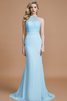 Schaufel-Ausschnitt Normale Taille Ärmelloses Sweep Zug Brautjungfernkleid aus Chiffon - 2