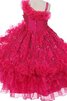 Empire Taille A-Line Paillette Reißverschluss wadenlanges Blumenmädchenkleid - 3