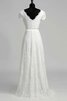 Abito da Sposa A Terra Cerniera in Pizzo con Piega Semplice con Manica Corte - 1