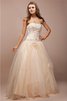 Normale Taille Satin Sittsames Bodenlanges Abendkleid mit Perlen - 1