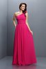Robe demoiselle d'honneur longue en chiffon au drapée jusqu'au sol fermeutre eclair - 1