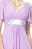 Robe de cocktail plissé avec chiffon avec zip de tour de ceinture en haute avec manche courte - 3