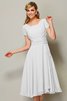 Robe demoiselle d'honneur courte naturel en forme de lotus col en bateau - 19