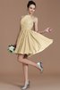 Chiffon Nackenband Natürliche Taile Kurzes Brautjungfernkleid mit Bordüre - 12