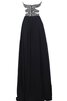 Plissiertes Perlenbesetztes Ärmelloses Chiffon normale Taille bodenlanges Abschlusskleid - 4