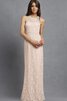 Robe demoiselle d'honneur manche nulle jusqu'au sol col ras du cou avec décoration dentelle - 5