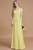 Prinzessin Normale Taille Bodenlanges Brautjungfernkleid aus Chiffon mit V-Ausschnitt - 13