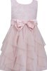 Robe de cortège enfant avec nœud avec sans manches de lotus avec décoration dentelle - 1