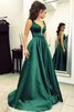 Robe de bal noble a-ligne de princesse de col en v en satin - 1